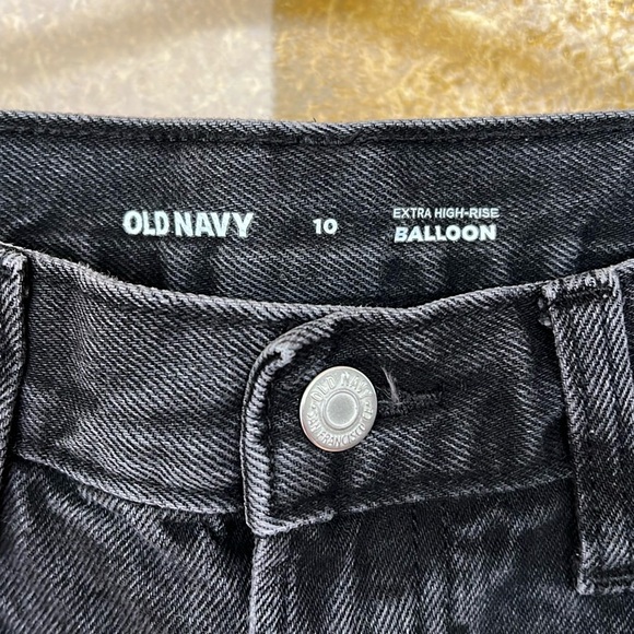 Old Navy 100% Cotton Dark Grey Faded Wash Extra High Rise Ballon Loose Jeans - Picture 7 of 7